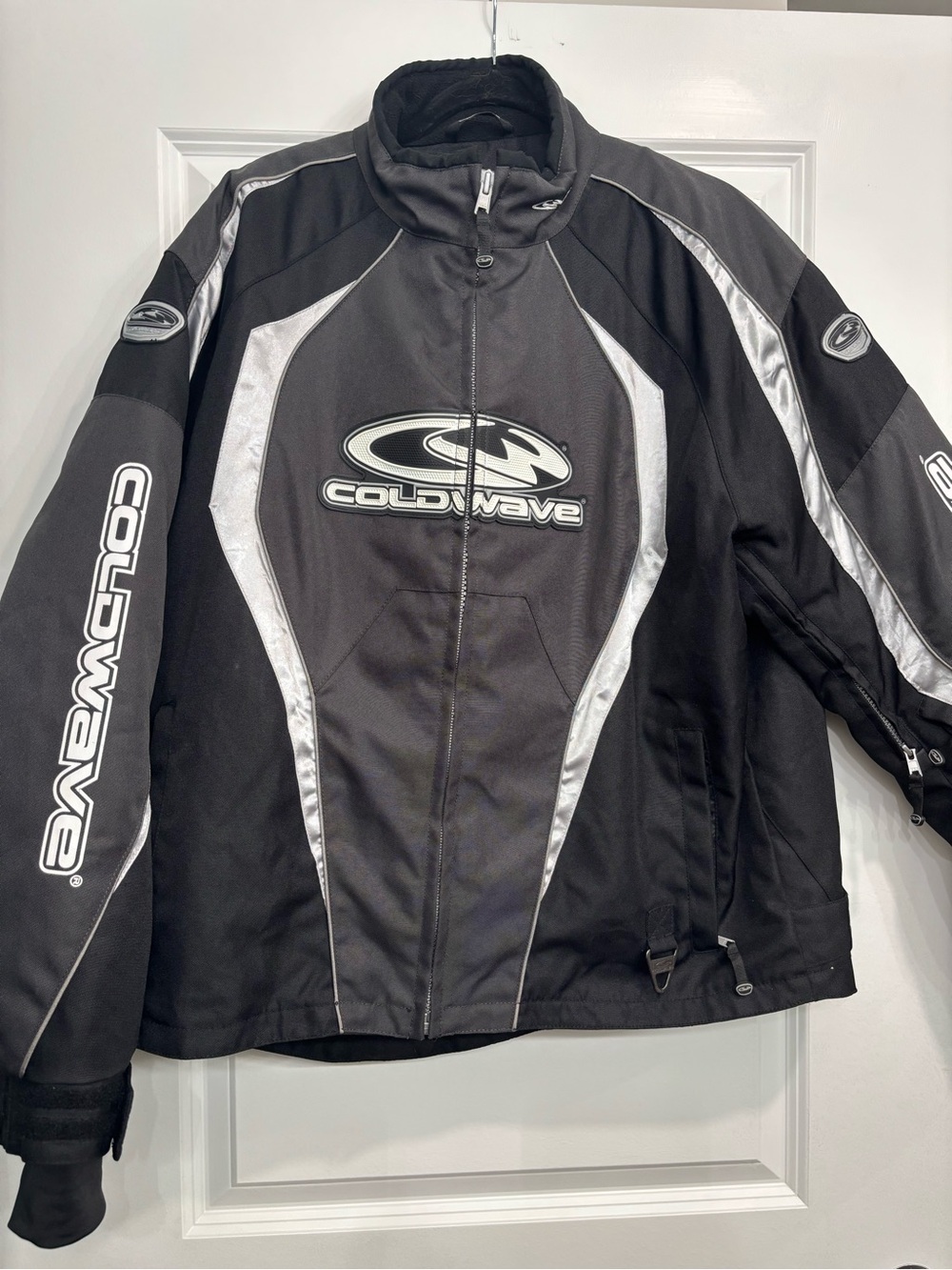 VTG Coldwave Snowmobile Jacket Black Silver Mens Size Medium